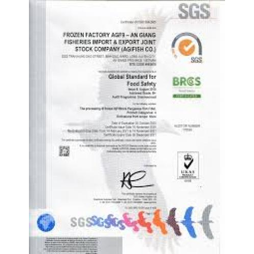 Các giấy Chứng nhận Công ty Cổ phần Xuất Nhập Khẩu Thủy sản An Giang Kèm theo